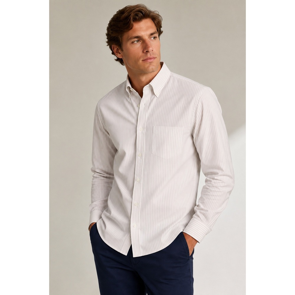 Express Men's White Stripe Button Down Dress Shirt NWT Size Small Stretch